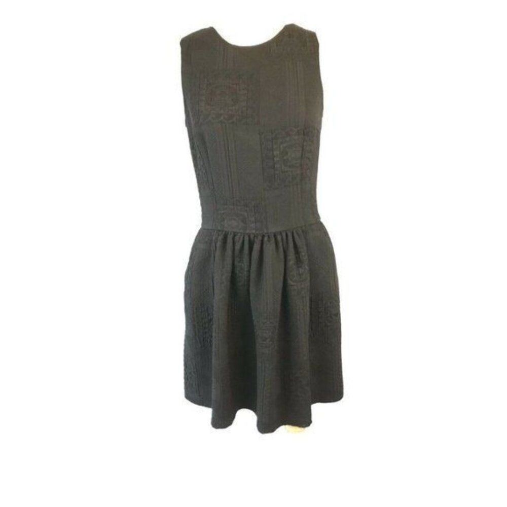Zara Woman Drop Waist Knit Dress Womens Size Extra Small Black Bubble Skirt